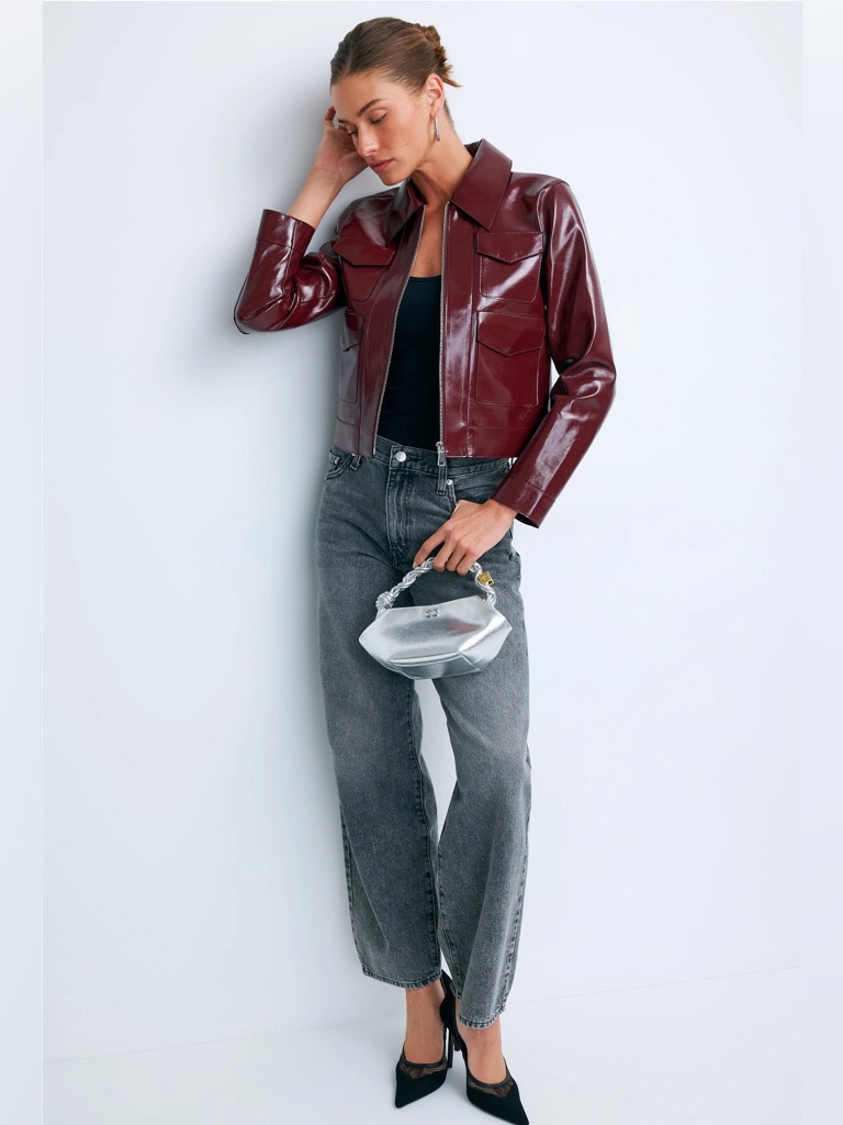 Ronny Kobo Collection Burgundy Patent Leather Jacket
